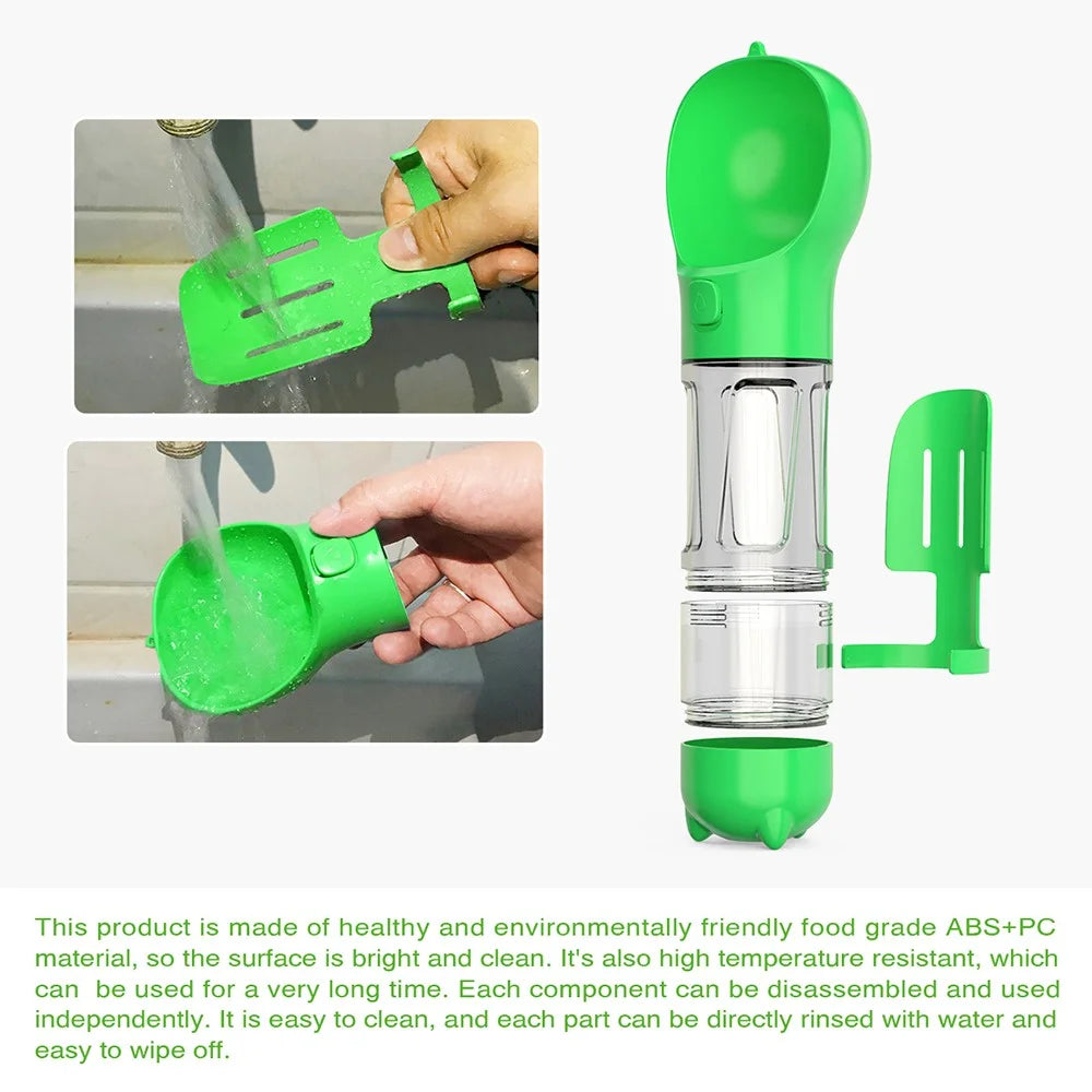 Portable Dog Water Bottle Pet Puppy Doggie Food Storage Box Gift (BPA-Free, FDA Certified, No Certification), with 300ML Water Bottle Gift+Poop Bag Dispenser+Food Storage Box Gift  - Green - 7