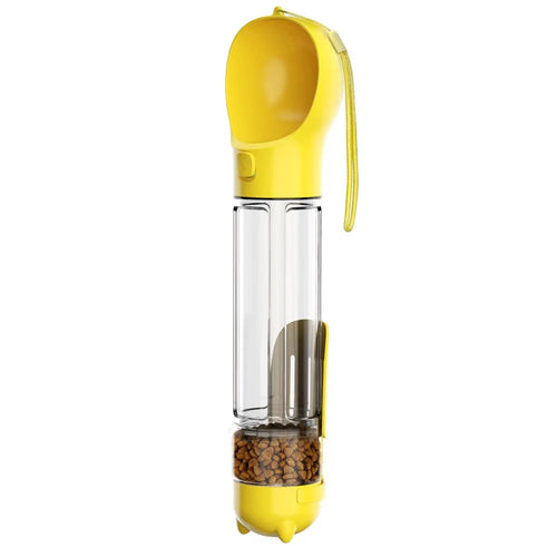 Multifunction Pet Dog Food Storage Box Water Bottle Gift (BPA-Free, FDA Certified, No Certification), with Poop Bag Dispenser+500ML Water Bottle Gift+Food Storage Box Gift  - Yellow - 1