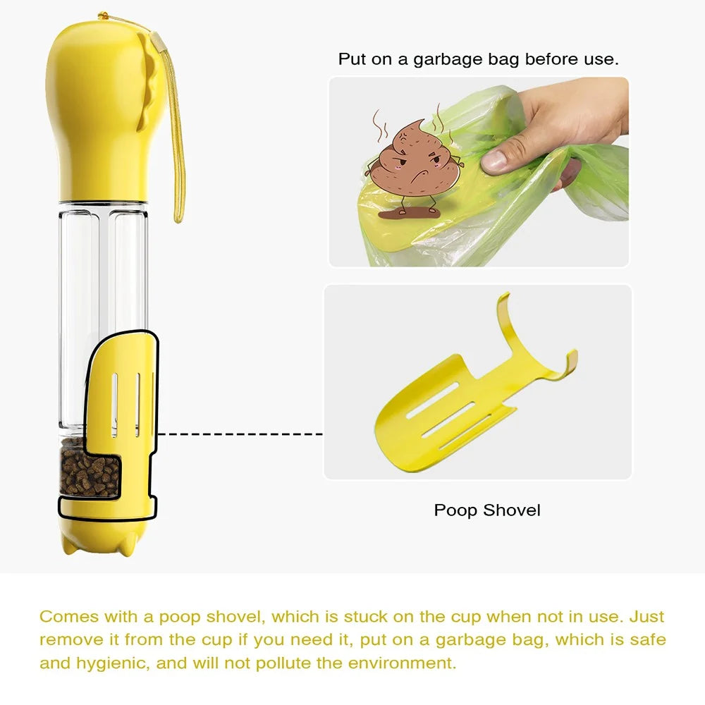Multifunction Pet Dog Food Storage Box Water Bottle Gift (BPA-Free, FDA Certified, No Certification), with Poop Bag Dispenser+500ML Water Bottle Gift+Food Storage Box Gift  - Yellow - 6