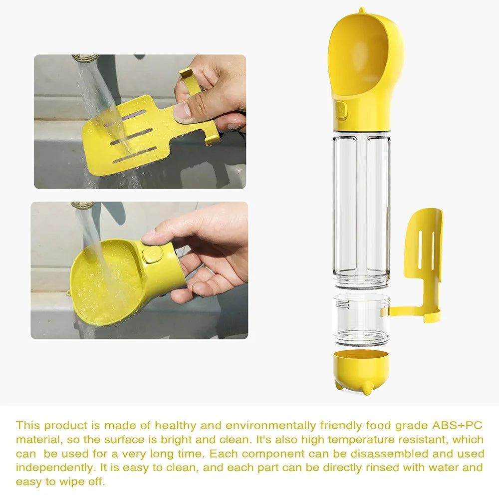 Multifunction Pet Dog Food Storage Box Water Bottle Gift (BPA-Free, FDA Certified, No Certification), with Poop Bag Dispenser+500ML Water Bottle Gift+Food Storage Box Gift  - Yellow - 7
