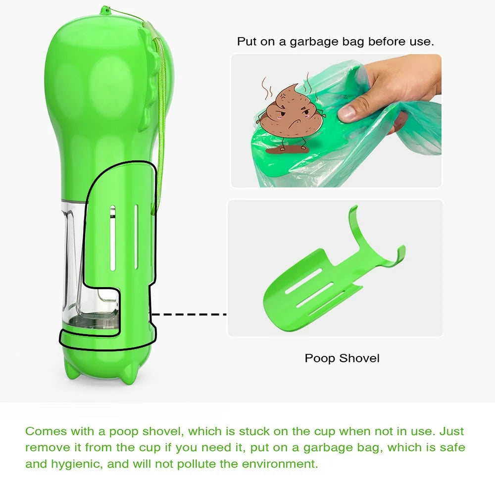 SH-01 Multifunction 300ML Dog Travel Water Bottle Gift with Poop Dispenser Perfect for Walking, Hiking, On The Go and Car Rides Pets Drinking (BPA-Free, CE / CPC / FDA / ROHS Certified) - Green - 6