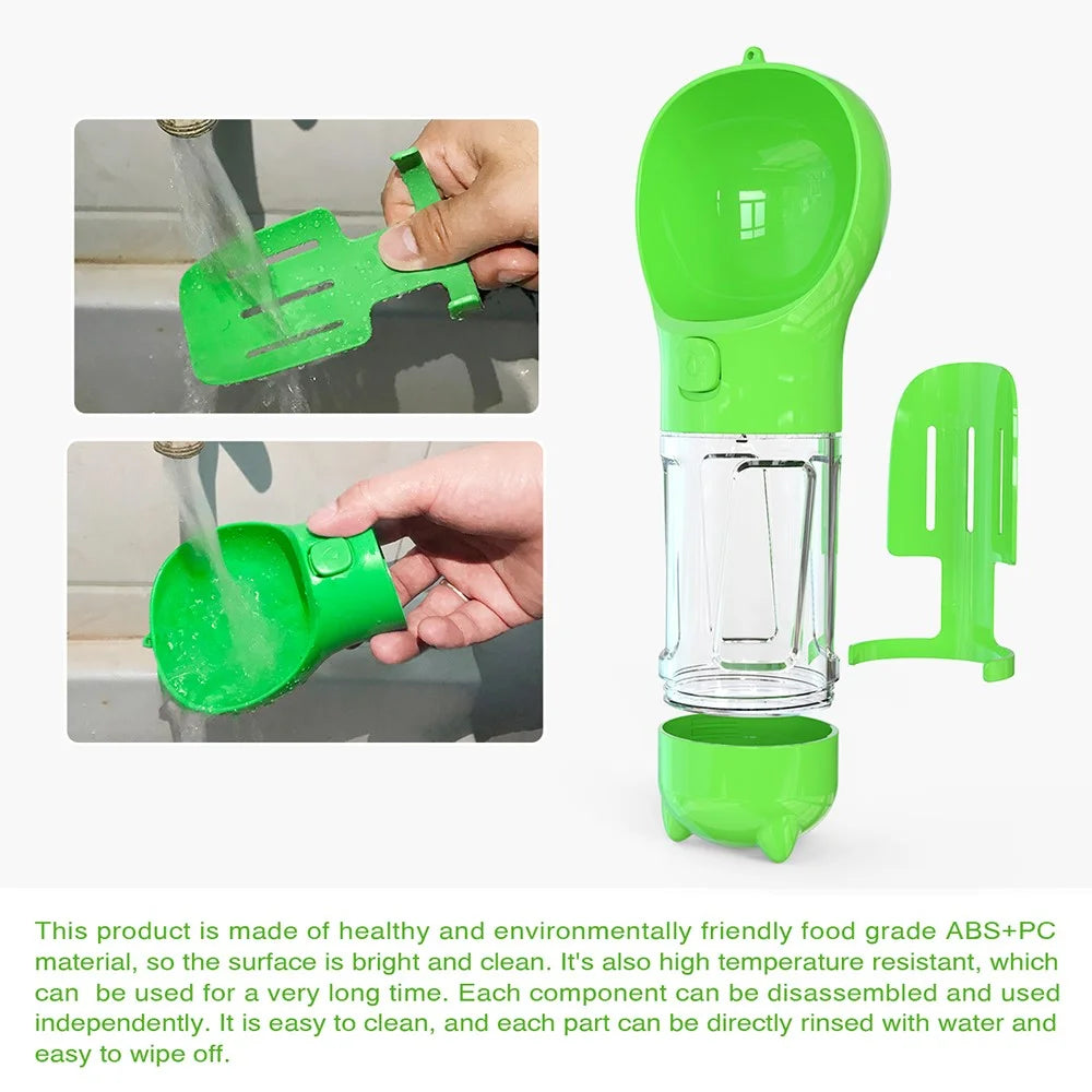 SH-01 Multifunction 300ML Dog Travel Water Bottle Gift with Poop Dispenser Perfect for Walking, Hiking, On The Go and Car Rides Pets Drinking (BPA-Free, CE / CPC / FDA / ROHS Certified) - Green - 7