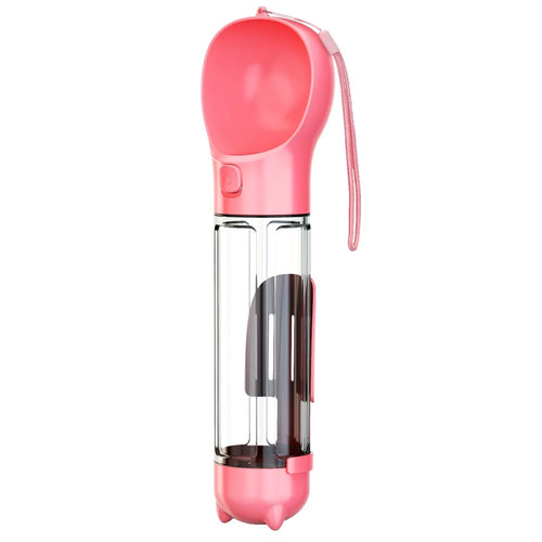 SH-01 Multifunction Pet Dog 500ML Water Bottle Gift with Poop Bag Dispenser (BPA-Free, FDA Certified, No Certification) - Pink - 1