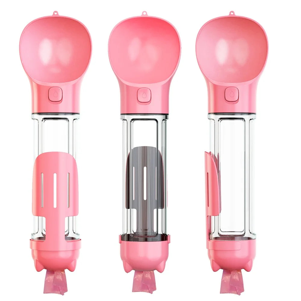 SH-01 Multifunction Pet Dog 500ML Water Bottle Gift with Poop Bag Dispenser (BPA-Free, FDA Certified, No Certification) - Pink - 2