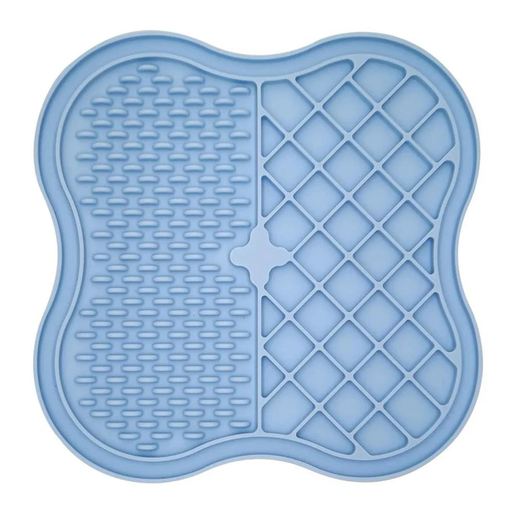Dog Cat Food Licking Mat Silicone Suction Cup Anti Choking Pet Slow Eating Food Pad (No FDA Certification, BPA Free) - Blue - 1