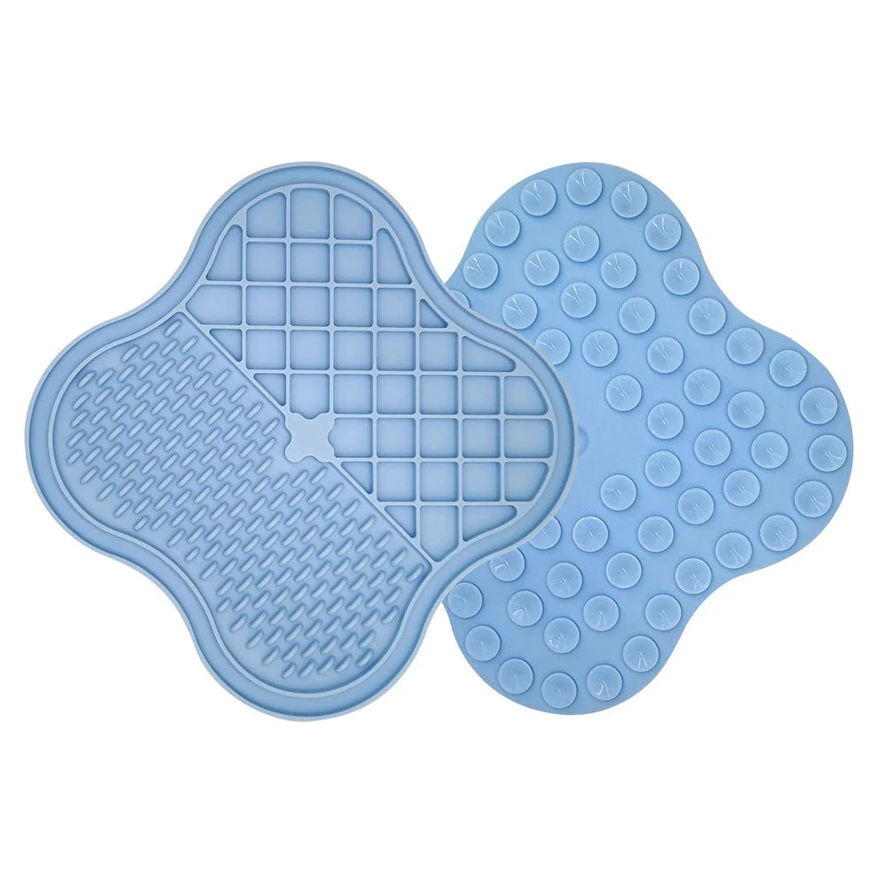 Dog Cat Food Licking Mat Silicone Suction Cup Anti Choking Pet Slow Eating Food Pad (No FDA Certification, BPA Free) - Blue - 2