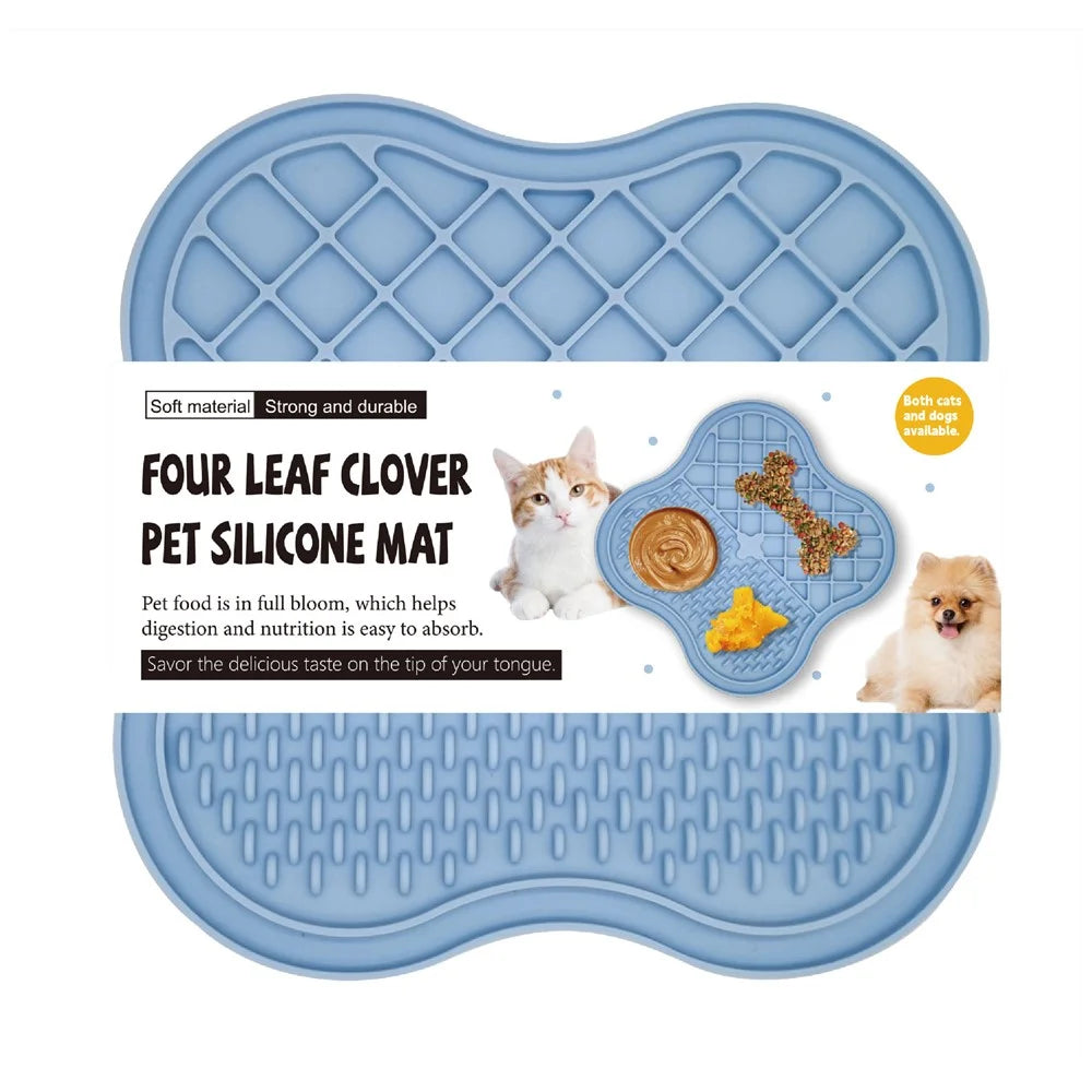 Dog Cat Food Licking Mat Silicone Suction Cup Anti Choking Pet Slow Eating Food Pad (No FDA Certification, BPA Free) - Blue - 3