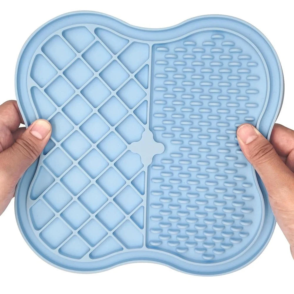 Dog Cat Food Licking Mat Silicone Suction Cup Anti Choking Pet Slow Eating Food Pad (No FDA Certification, BPA Free) - Blue - 5
