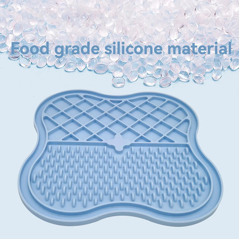 Dog Cat Food Licking Mat Silicone Suction Cup Anti Choking Pet Slow Eating Food Pad (No FDA Certification, BPA Free) - Blue - 6