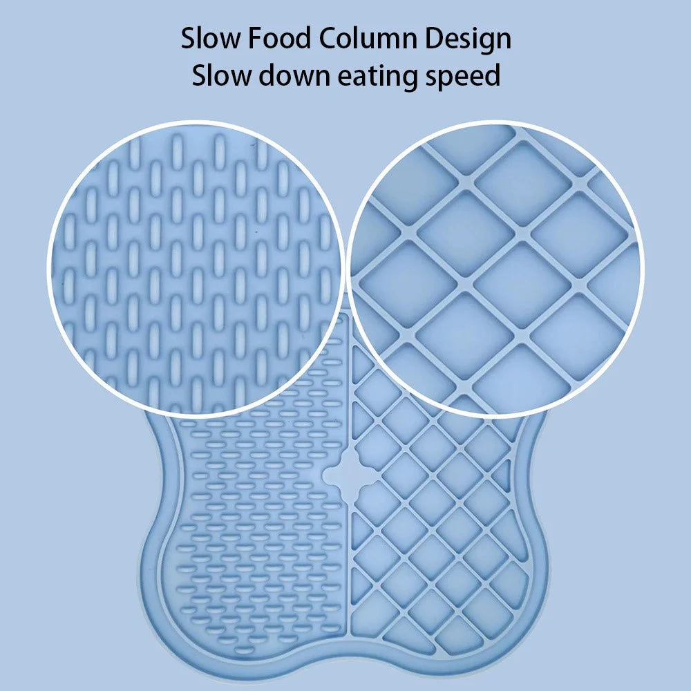 Dog Cat Food Licking Mat Silicone Suction Cup Anti Choking Pet Slow Eating Food Pad (No FDA Certification, BPA Free) - Blue - 7