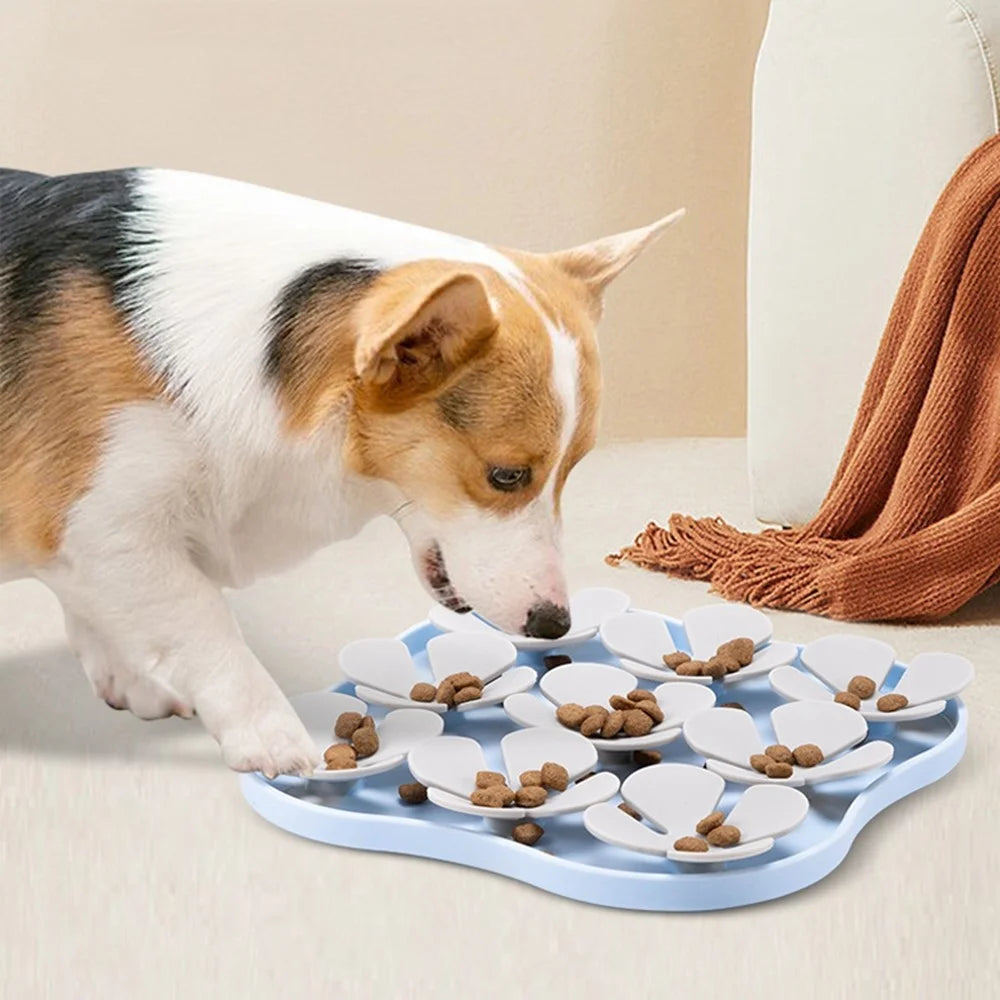 Flower Shape Silicone Cat Dog Licking Bowl Anti-Choking Food Mat Gift with Suction Cups (FDA Certified) - Baby Blue+Grey - 2