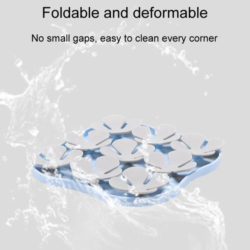 Flower Shape Silicone Cat Dog Licking Bowl Anti-Choking Food Mat Gift with Suction Cups (FDA Certified) - Baby Blue+Grey - 3