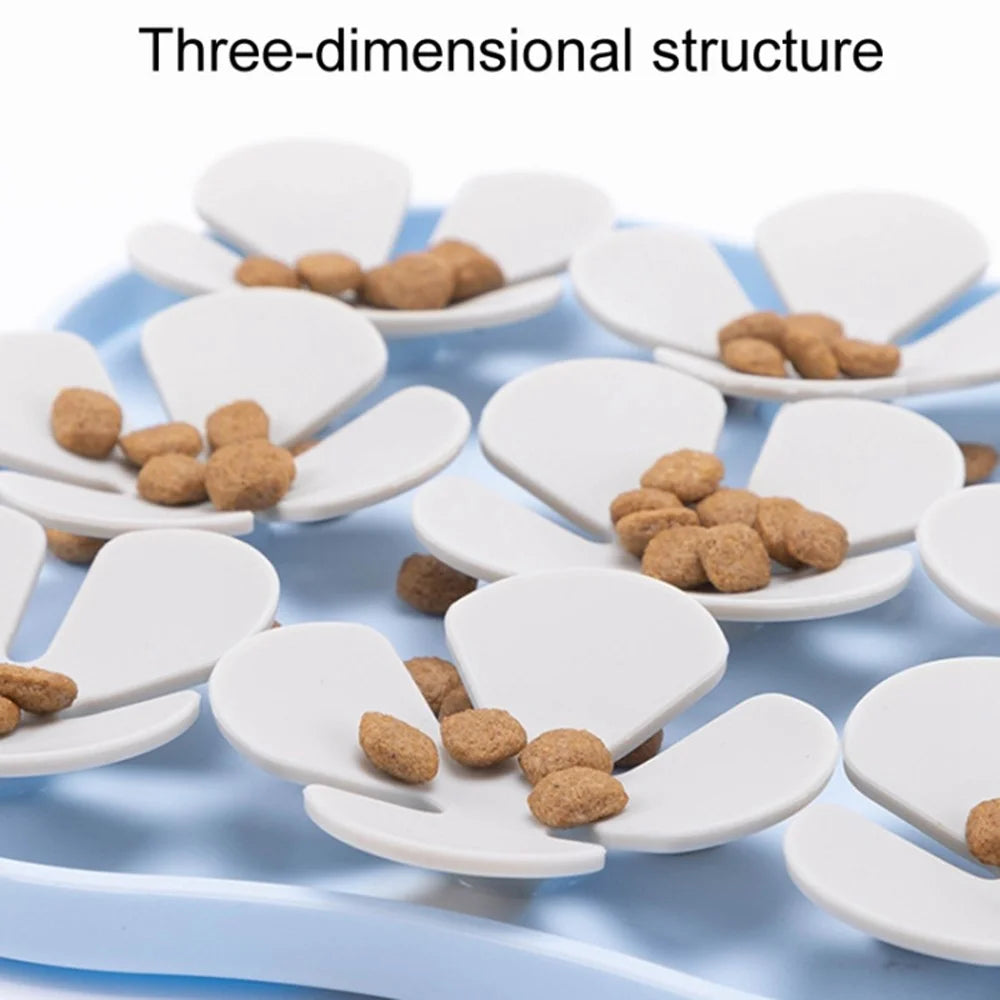 Flower Shape Silicone Cat Dog Licking Bowl Anti-Choking Food Mat Gift with Suction Cups (FDA Certified) - Baby Blue+Grey - 4