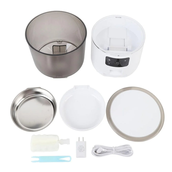 Pet Feeder 4L Automatic Food Dispenser Remote Voice Video Monitor for Cats Dogs - EU Plug / White - 7
