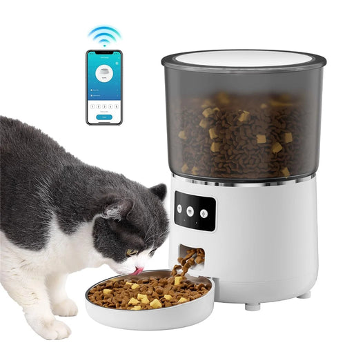 Smart WiFi 4L Automatic Food Dispenser App Remote Control Pet Feeder for Cats Dogs - EU Plug / White - 1
