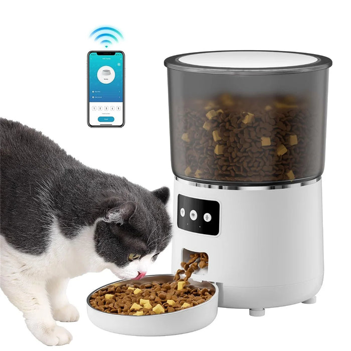 Smart WiFi 4L Automatic Food Dispenser App Remote Control Pet Feeder for Cats Dogs - EU Plug / White - 1
