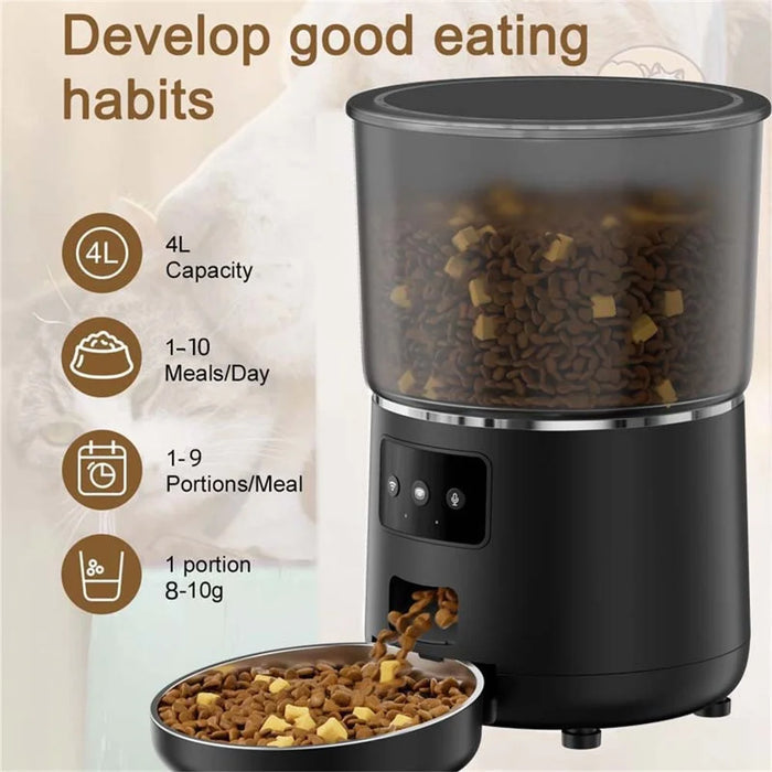 Smart WiFi 4L Automatic Food Dispenser App Remote Control Pet Feeder for Cats Dogs - EU Plug / White - 3