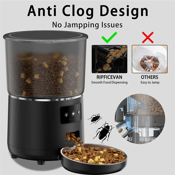 Smart WiFi 4L Automatic Food Dispenser App Remote Control Pet Feeder for Cats Dogs - EU Plug / White - 4