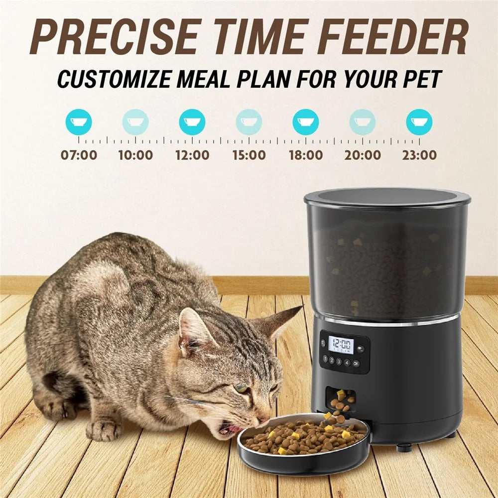 PFF040 4L Pet Feeder Programmable Automatic Food Dispenser for Cats / Dogs with Button Control , EU Plug (BPA Free, No FDA) - Black - 2