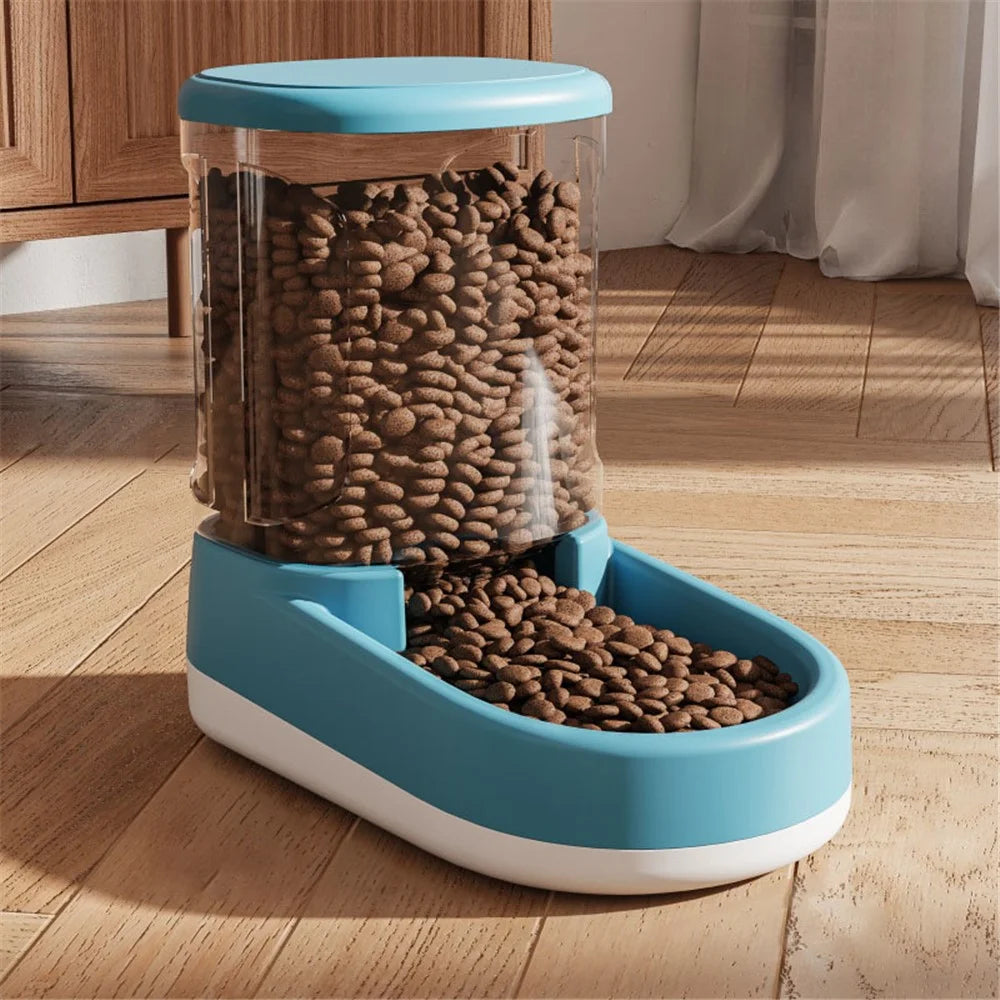 Automatic Pet Food Feeder Water Fountain Cats Dogs Gravity Fed Water Drinking Bowl - Blue Food Feeder - 1