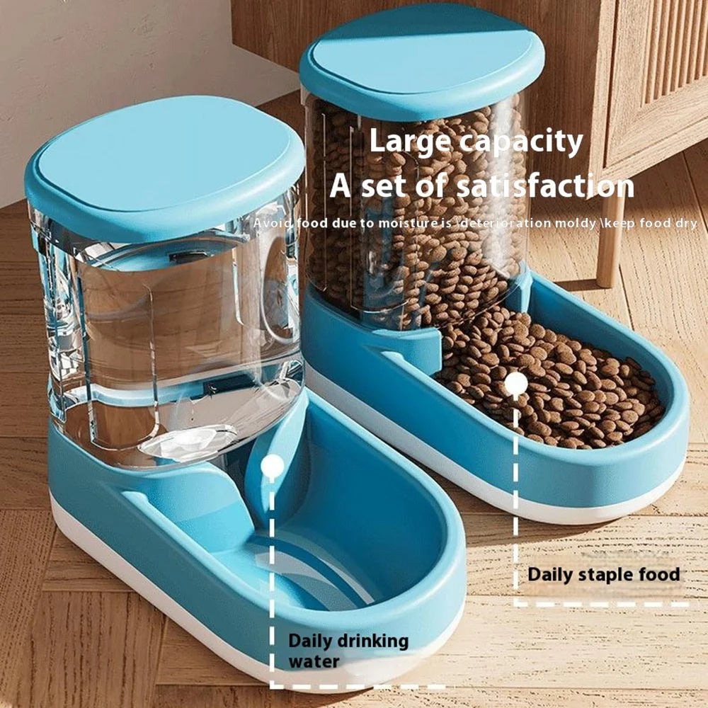 Automatic Pet Food Feeder Water Fountain Cats Dogs Gravity Fed Water Drinking Bowl - Blue Food Feeder - 3