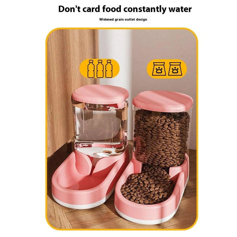 Automatic Pet Food Feeder Water Fountain Cats Dogs Gravity Fed Water Drinking Bowl - Blue Food Feeder - 6