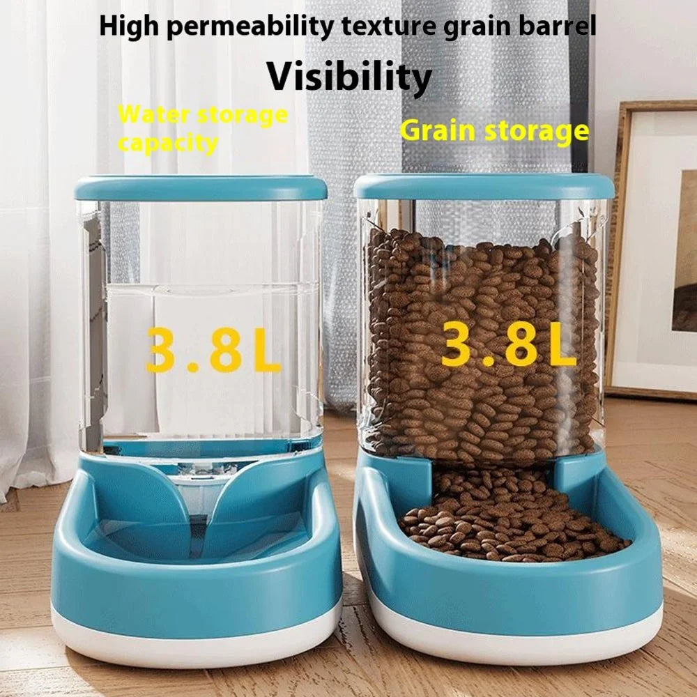 Automatic Pet Food Feeder Water Fountain Cats Dogs Gravity Fed Water Drinking Bowl - Blue Food Feeder - 7