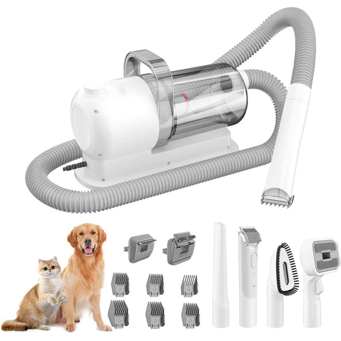 2 in 1 Pet Hair Trimmer Low Noise Adjustable Speed Grooming Vacuum Kit for Dogs Cats Gift - US Plug - 1