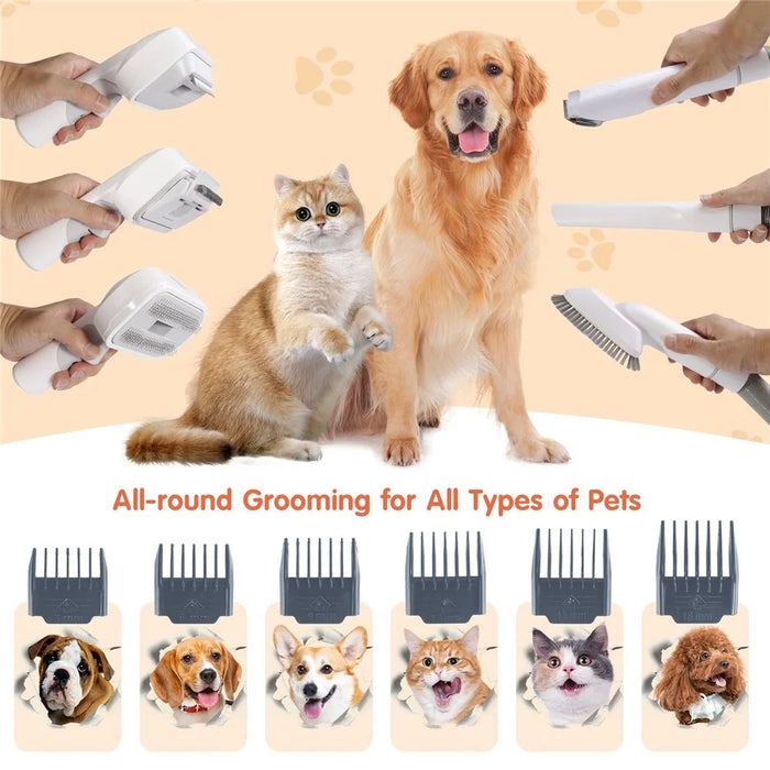 2 in 1 Pet Hair Trimmer Low Noise Adjustable Speed Grooming Vacuum Kit for Dogs Cats Gift - US Plug - 4