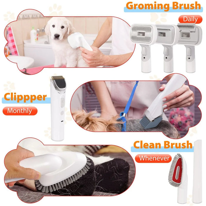 2 in 1 Pet Hair Trimmer Low Noise Adjustable Speed Grooming Vacuum Kit for Dogs Cats Gift - US Plug - 7