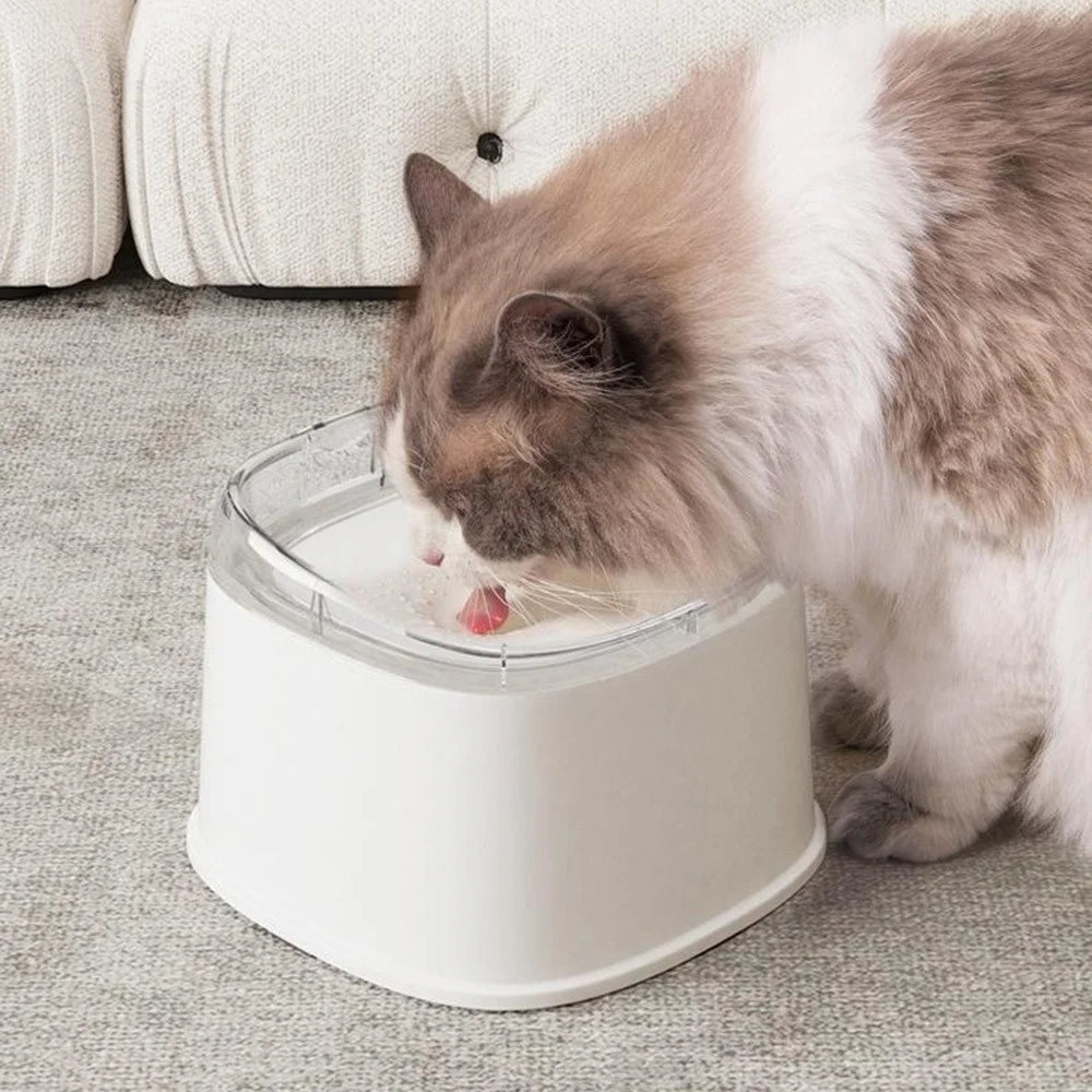 Floating Pet Water Bowl 2200ml Adjustable Water Flow Splash-Proof Design for Cats and Dogs (BPA Free, No FDA) - White - 4