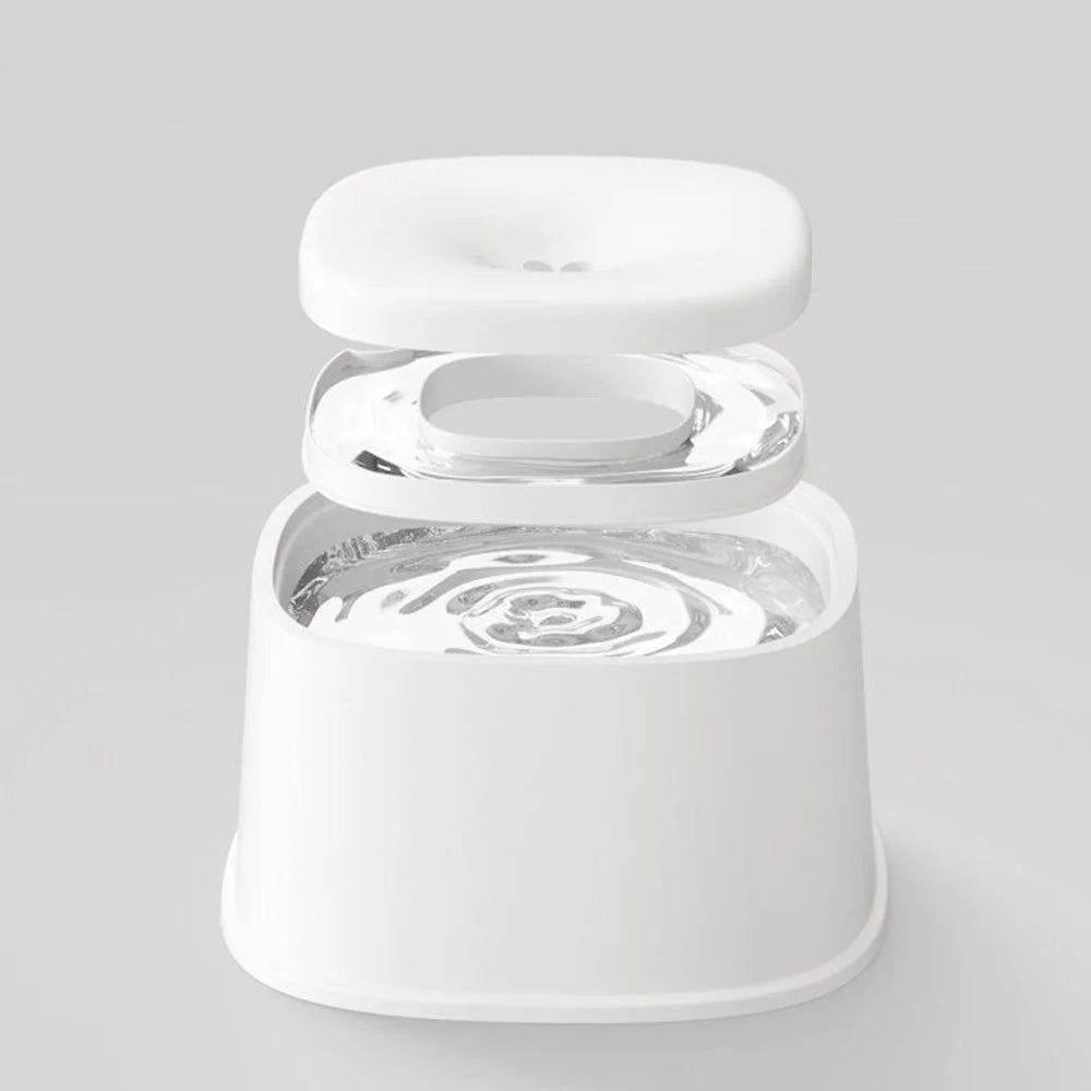 Floating Pet Water Bowl 2200ml Adjustable Water Flow Splash-Proof Design for Cats and Dogs (BPA Free, No FDA) - White - 5