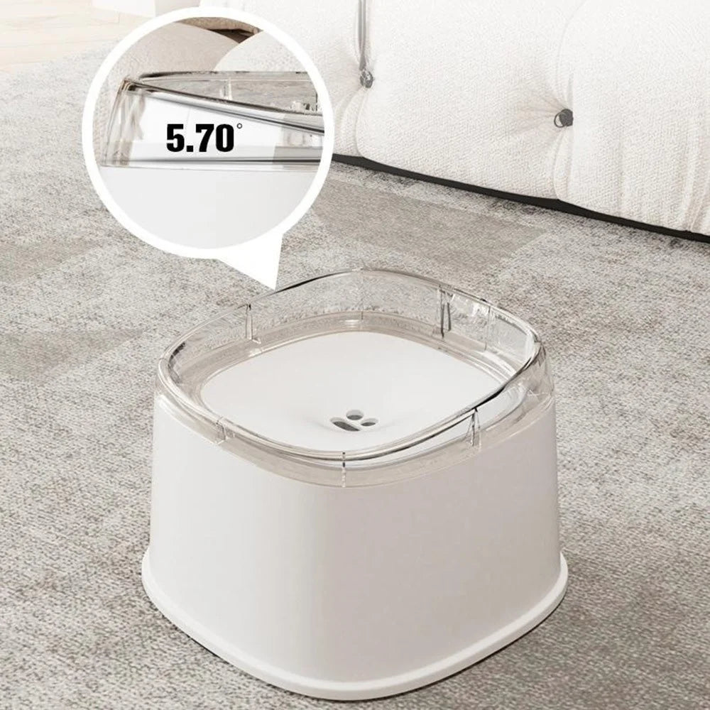 Floating Pet Water Bowl 2200ml Adjustable Water Flow Splash-Proof Design for Cats and Dogs (BPA Free, No FDA) - White - 6
