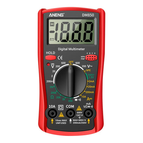 ANENG DM850 Digital Display Multimeter 1999 Counts Multimeter Tester Current Voltmeter Ammeter - Red - 1