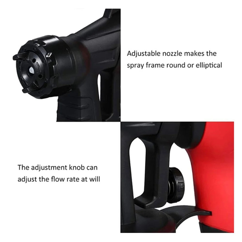 HJ06 Paint Sprayer 400W Spray Gun 1000ml / s Electric Paint Gun with Adjustable Nozzle and Container for House Painting, Furniture, Fence, Cabinet - Red / US Plug - 3