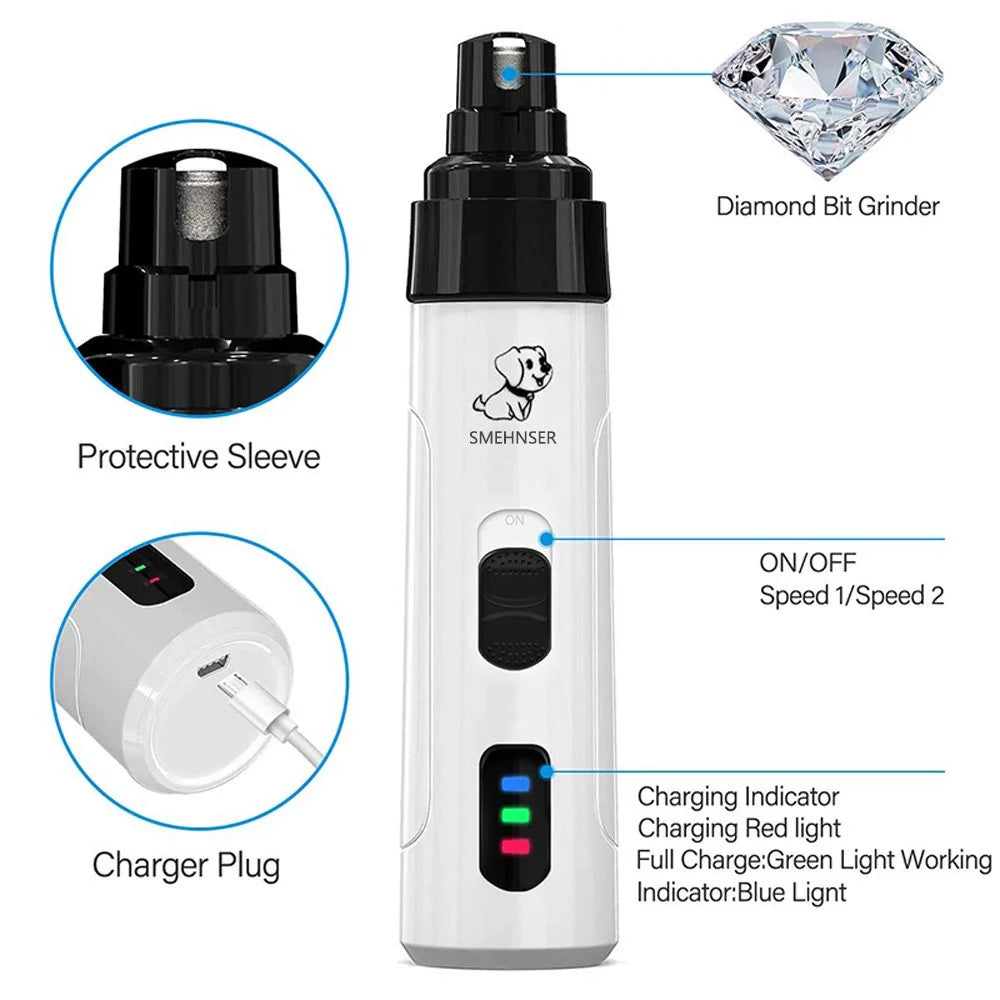 SMEHNSER H02044 2 Speed Pet Nail Grinder USB Rechargeable Low Noise Cat Dog Electric Nail Clipper - 4