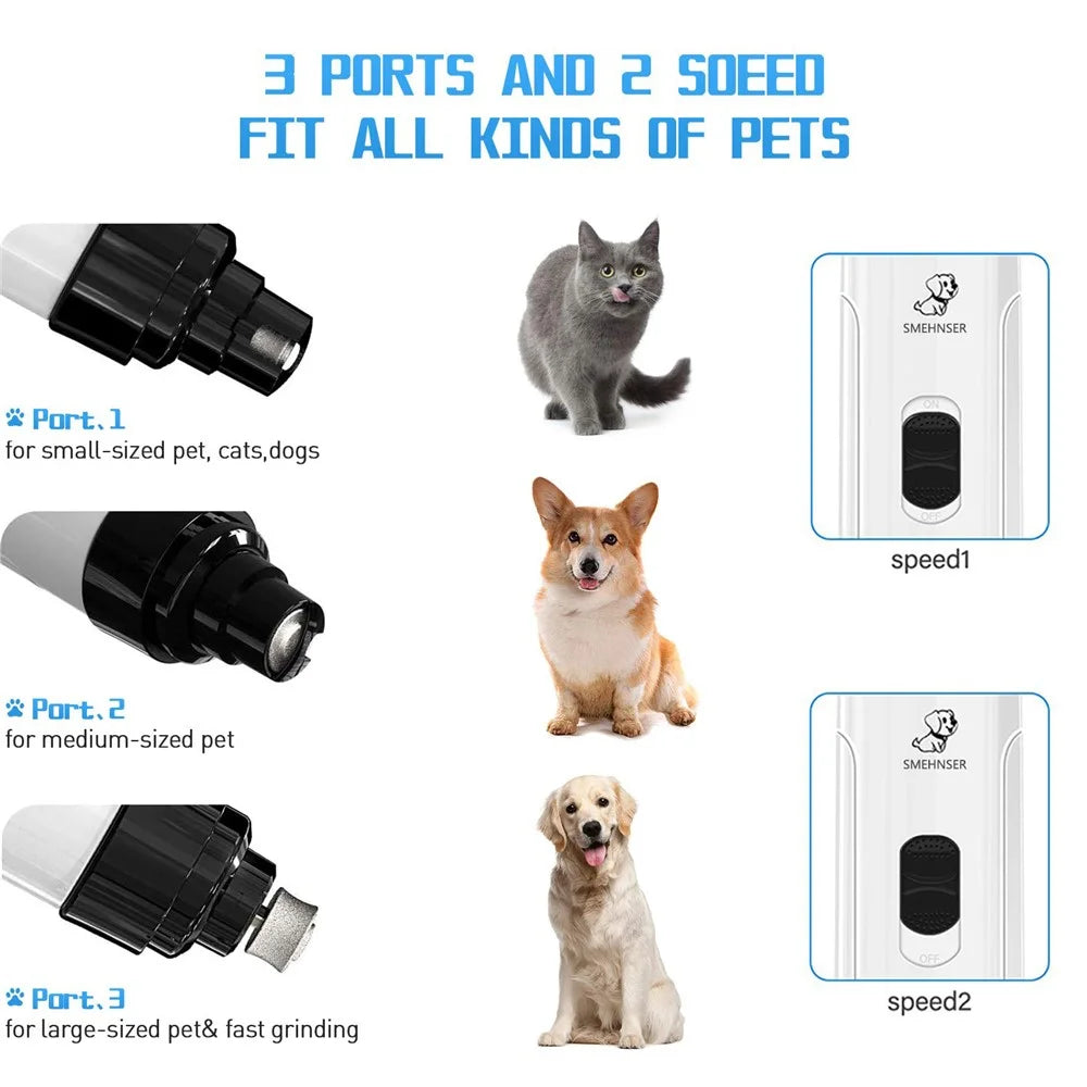 SMEHNSER H02044 2 Speed Pet Nail Grinder USB Rechargeable Low Noise Cat Dog Electric Nail Clipper - 5