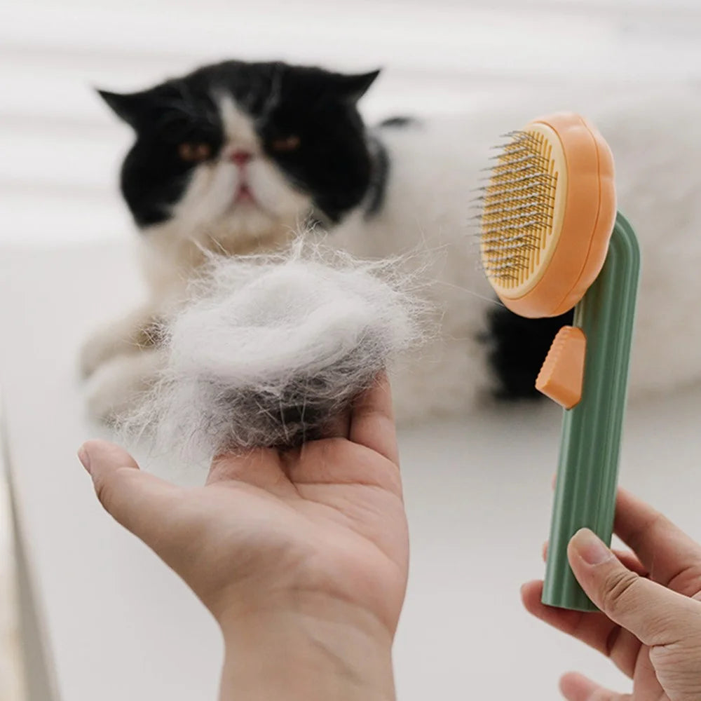 Dog Cat Grooming Brush Pet Hair Remover Stainless Steel Needle Massage Comb - Green - 2
