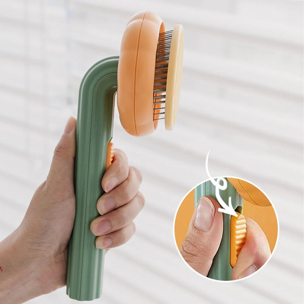 Dog Cat Grooming Brush Pet Hair Remover Stainless Steel Needle Massage Comb - Green - 3