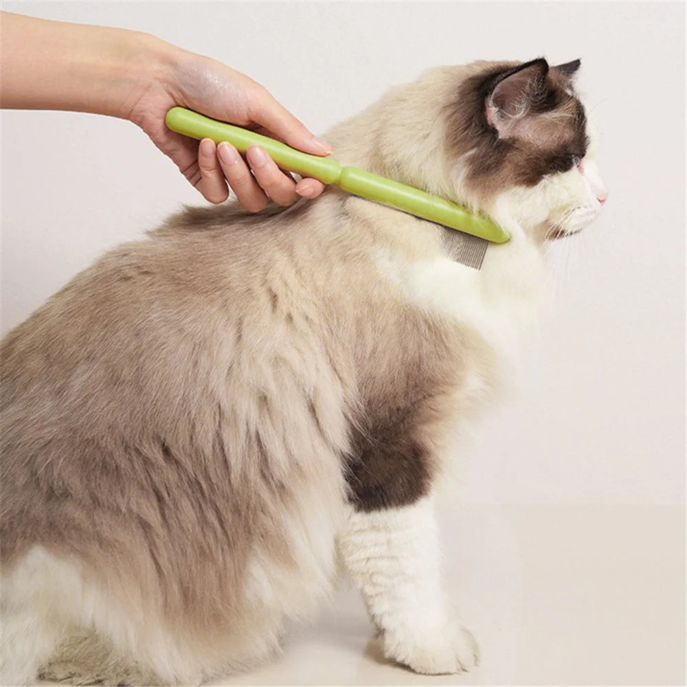 AIWO Pet Comb Stainless Steel Coarse Teeth Cat Dog Grooming Comb Tool for Removing Matted Fur, Knots and Tangles - Type A / Green - 2