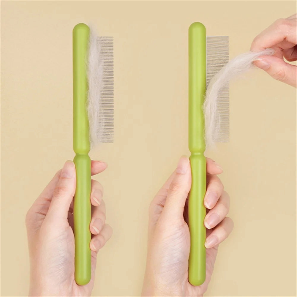 AIWO Pet Comb Stainless Steel Coarse Teeth Cat Dog Grooming Comb Tool for Removing Matted Fur, Knots and Tangles - Type A / Green - 4