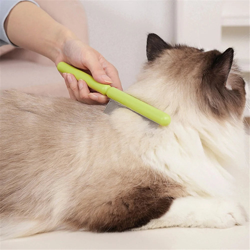 AIWO Pet Comb Stainless Steel Coarse Teeth Cat Dog Grooming Comb Tool for Removing Matted Fur, Knots and Tangles - Type A / Green - 5