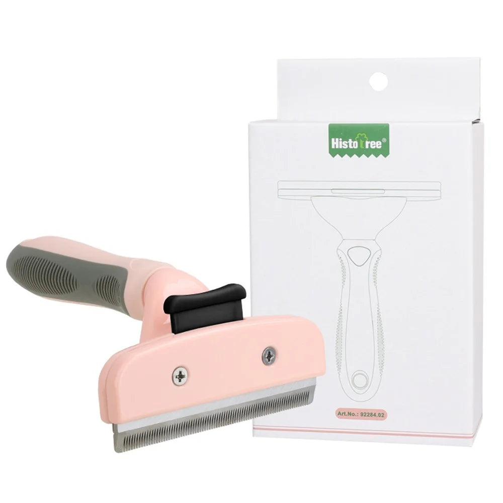 HISTOTREE 100mm Metal Blade Plastic Grooming Brush Pet Dog Cat Comb for Combing Out Knots, Removing Tangles - Pink - 1