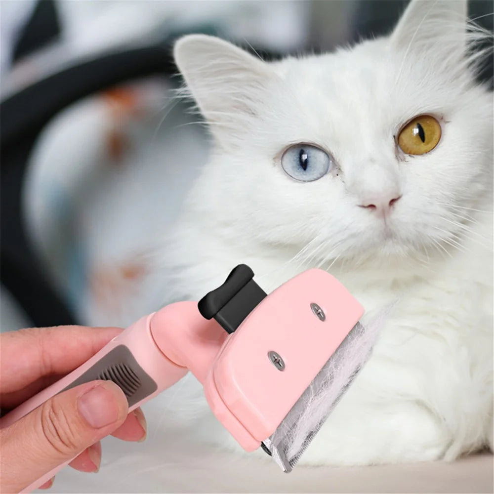 HISTOTREE 100mm Metal Blade Plastic Grooming Brush Pet Dog Cat Comb for Combing Out Knots, Removing Tangles - Pink - 3