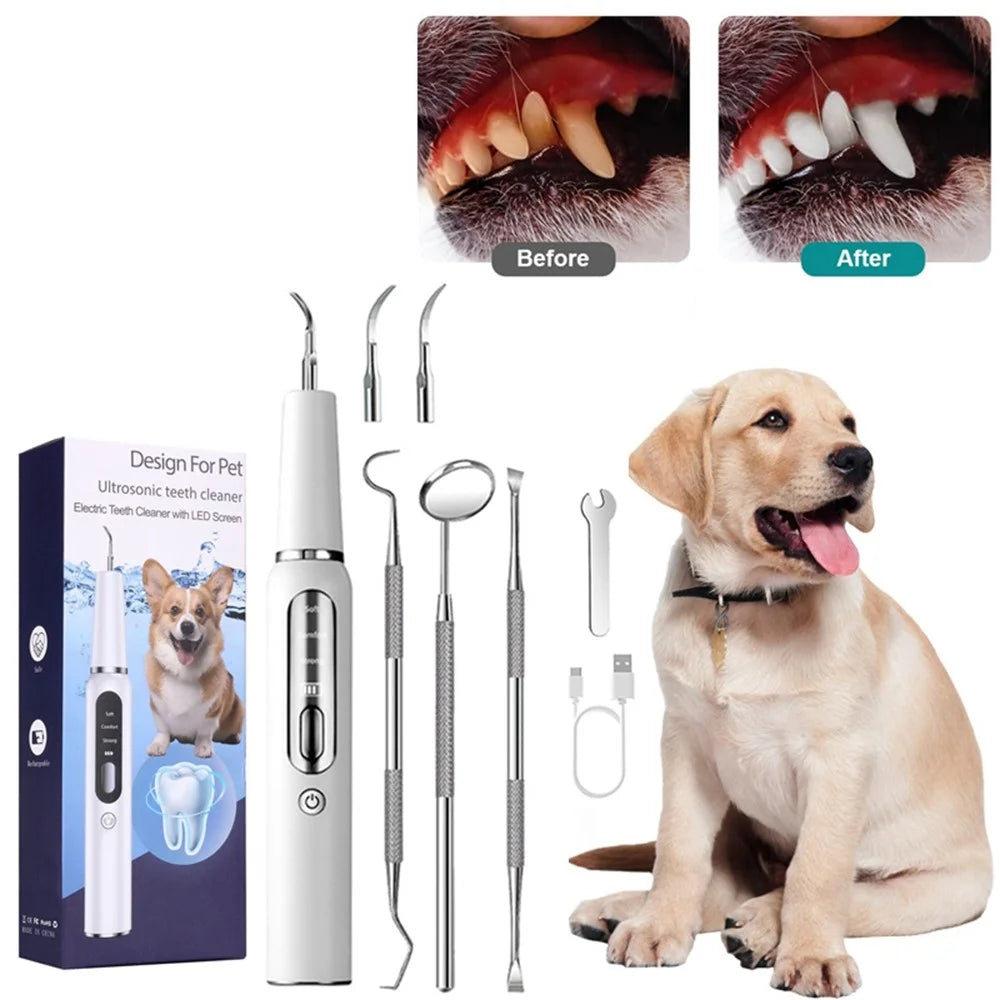 K15 Pet Dog Ultrasonic Dental Scaler Tartar Plaque Remover Electric Teeth Cleaning Device Gift - White - 3