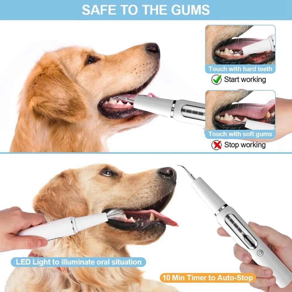 K15 Pet Dog Ultrasonic Dental Scaler Tartar Plaque Remover Electric Teeth Cleaning Device Gift - White - 6