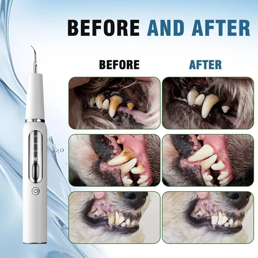 K15 Pet Dog Ultrasonic Dental Scaler Tartar Plaque Remover Electric Teeth Cleaning Device Gift - White - 7