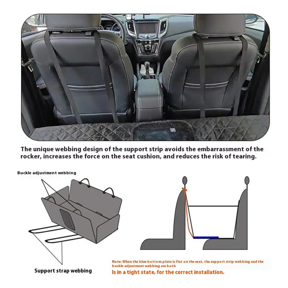 CZD-U-07 Car Rear Seat Pet Mat Widened Support Board Vehicle Dog Cushion - Grey Cationic Fabric - 4