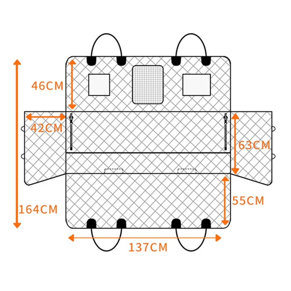 CZD-U-07 Car Rear Seat Pet Mat Widened Support Board Vehicle Dog Cushion - Grey Cationic Fabric - 6