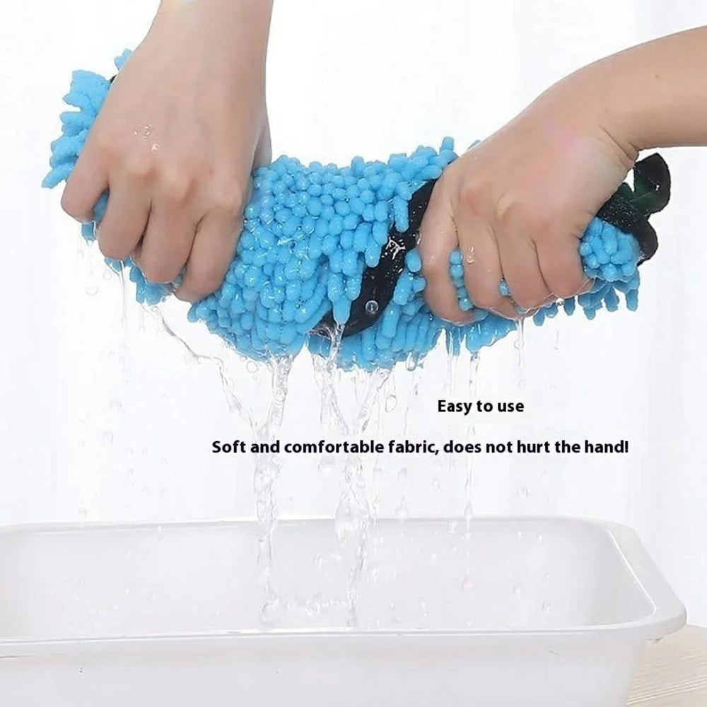 Pet Bath Chenille Towel Dogs Cats Ultra Absorbent Drying Towel with Side Pockets - Grey - 3